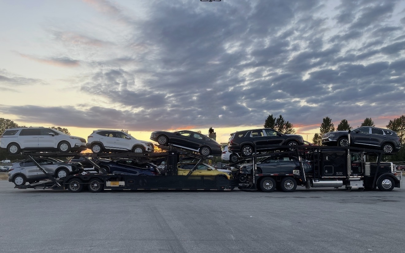 BradLeigh Solutions car hauler at sunset